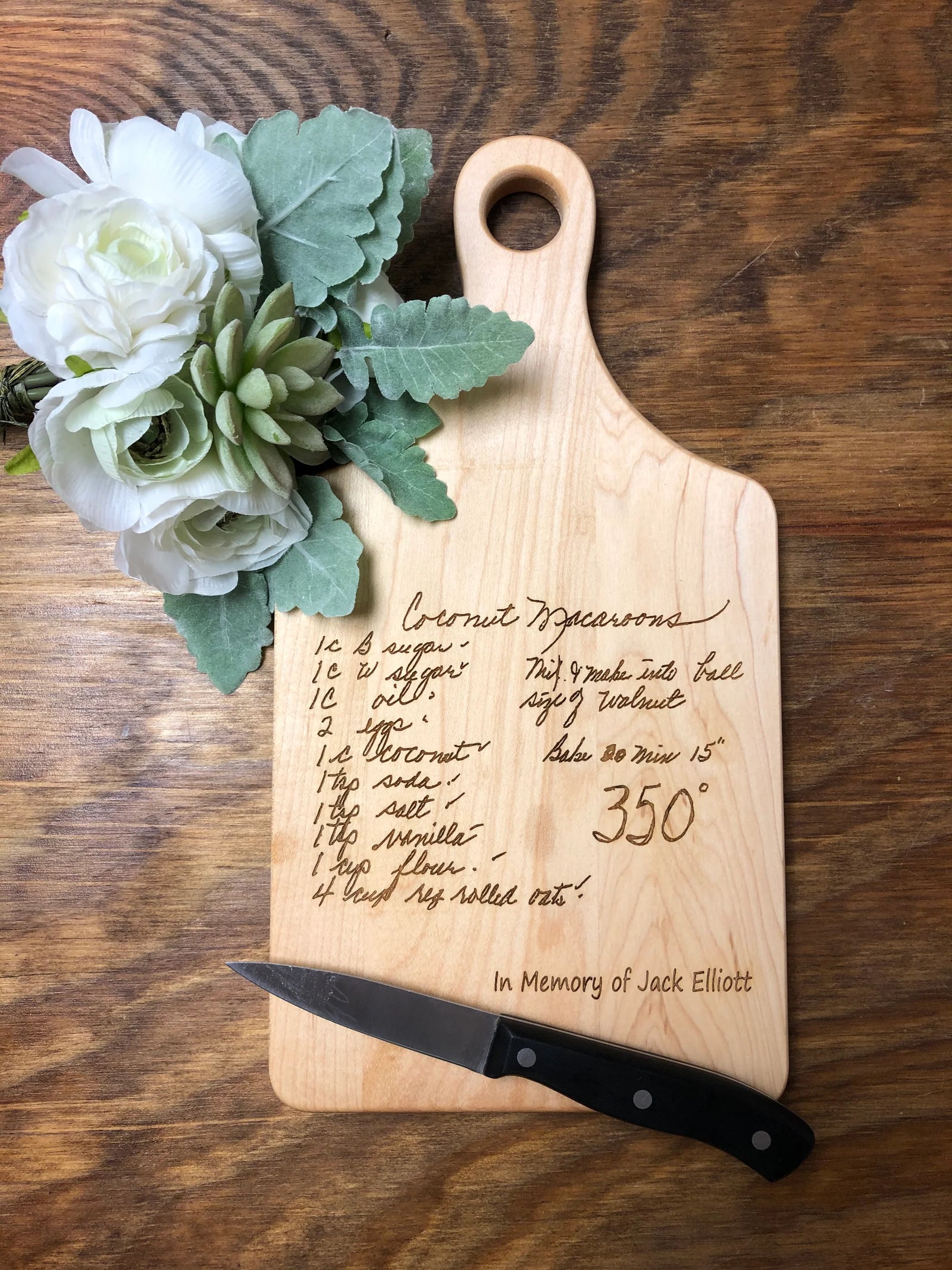 Photo Engraved Recipe Cutting Board