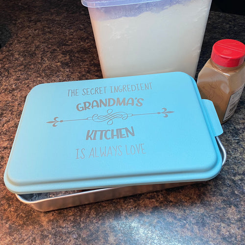 Grandma Baking Pan Set. Engraved Measured With Love Spoons. Grandmas Baking Treats Wooden Spoon. Gift for Mom.
