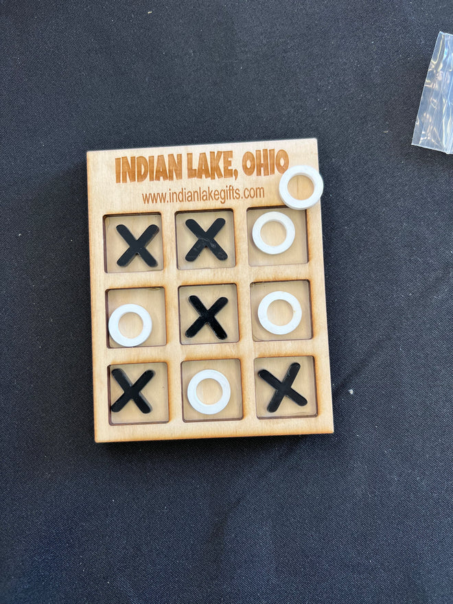 Tic Tac Toe Wooden Board. Wooden Kids Game. Indian Lake Personalized Travel Tic Tac Toe Game. X's and O's.