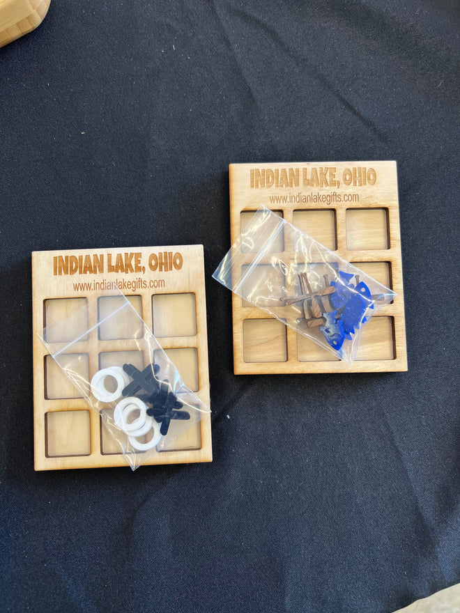 Tic Tac Toe Wooden Board. Wooden Kids Game. Indian Lake Personalized Travel Tic Tac Toe Game. X's and O's.