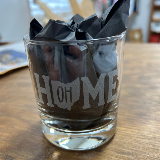 Ohio is Home Whiskey Engraved Glass. Ohio Bourbon Glass. Ohio Rocks Glass. Gift for Him. Gift for Her.