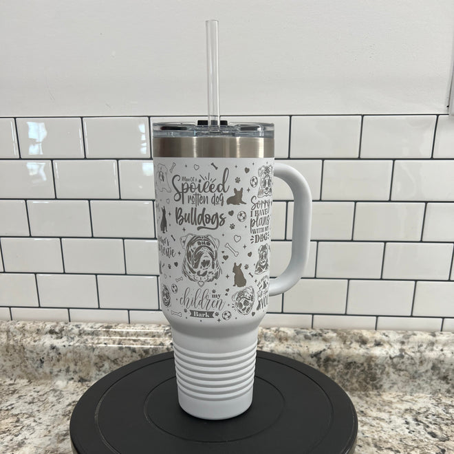 White bottle with black cap against a tiled wall and granite countertop