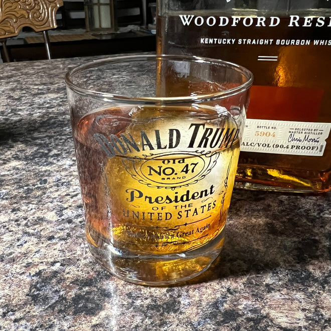 President Trump Whiskey Engraved Glass. 47th President Bourbon Glass. USA Rocks Glass. Gift for Him. Gift for Her.