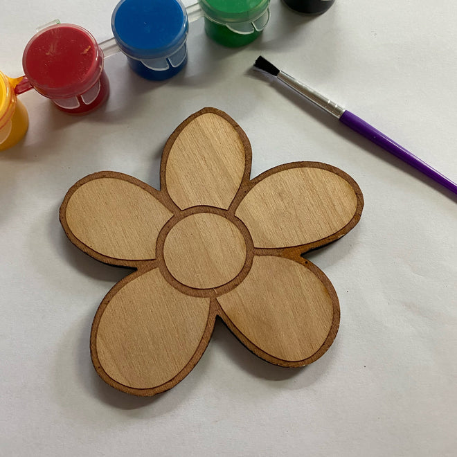 Unfinished Wooden Flower to Paint. Spring Wooden Blank. Unfinished Wood Craft Blank.