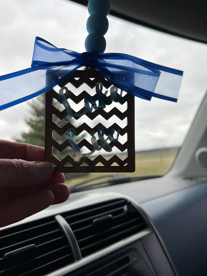 Lake Life Car Charm. Wooden Car Charm. Rearview Mirror Accessory.