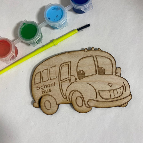 Unfinished Wooden Bus to Paint. School Bus Wooden Blank.  Wood Craft Blank.