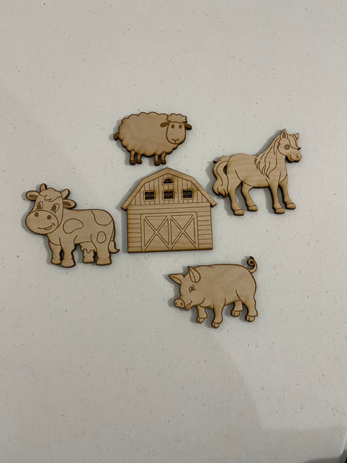 Farm Themed Magnet Paint Kit for Kids. Painted Farm Animals Magnets.