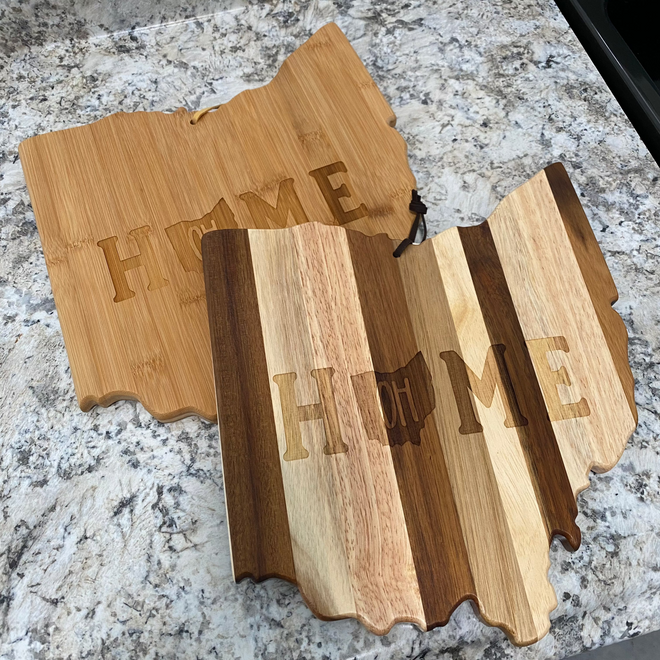 Ohio Home Cutting Board. Engraved Realtor Gift. Ohio Shaped Cutting Board.