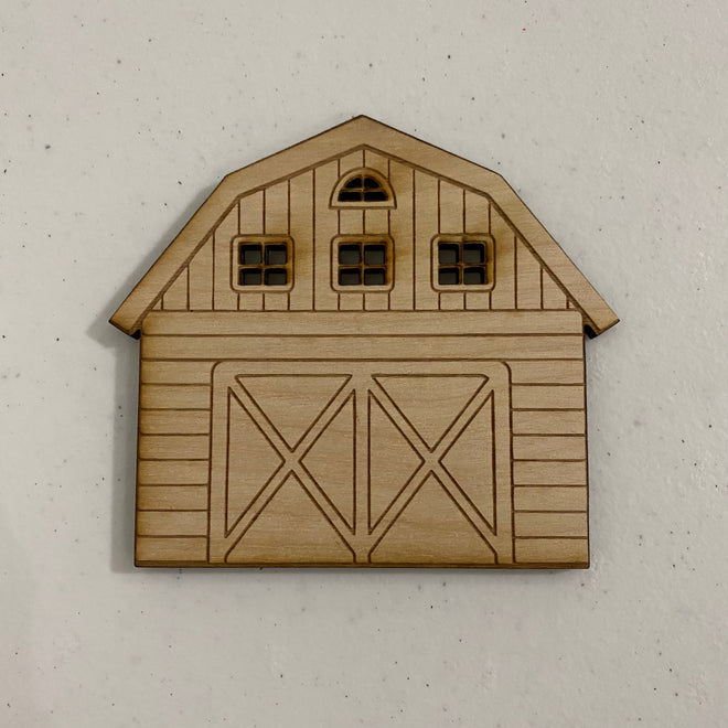 Unfinished Wooden Barn to Paint. Farm Building Wooden Blank. Unfinished Wood Craft Blank.