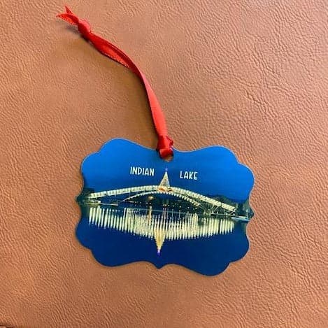 Ornament Indian Lake Ohio. Sandy Beach Bridge Christmas Ornament. - C & A Engraving and Gifts