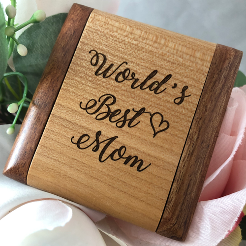 Engraved Compact Wooden Open Flip Mirror. World's Best Mom Gift. MaMa Bear. Teen Gift. - C & A Engraving and Gifts