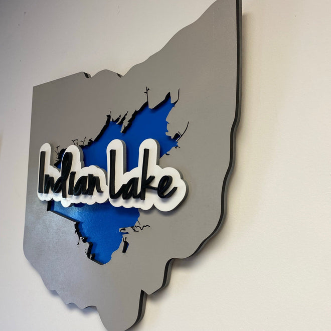 Indian Lake Ohio 3D Wooden Sign. - C & A Engraving and Gifts