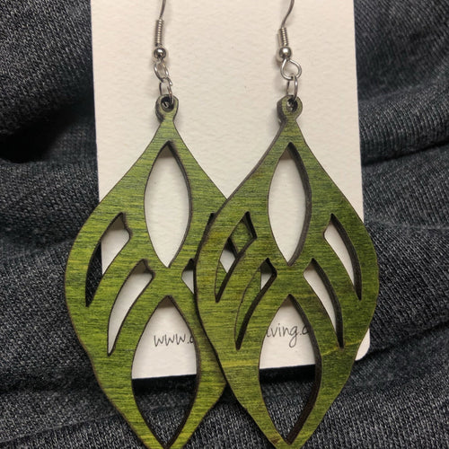 Wooden Teardrop Dangle Earrings. Stained Birch Wood Laser Cut Earrings. - C & A Engraving and Gifts