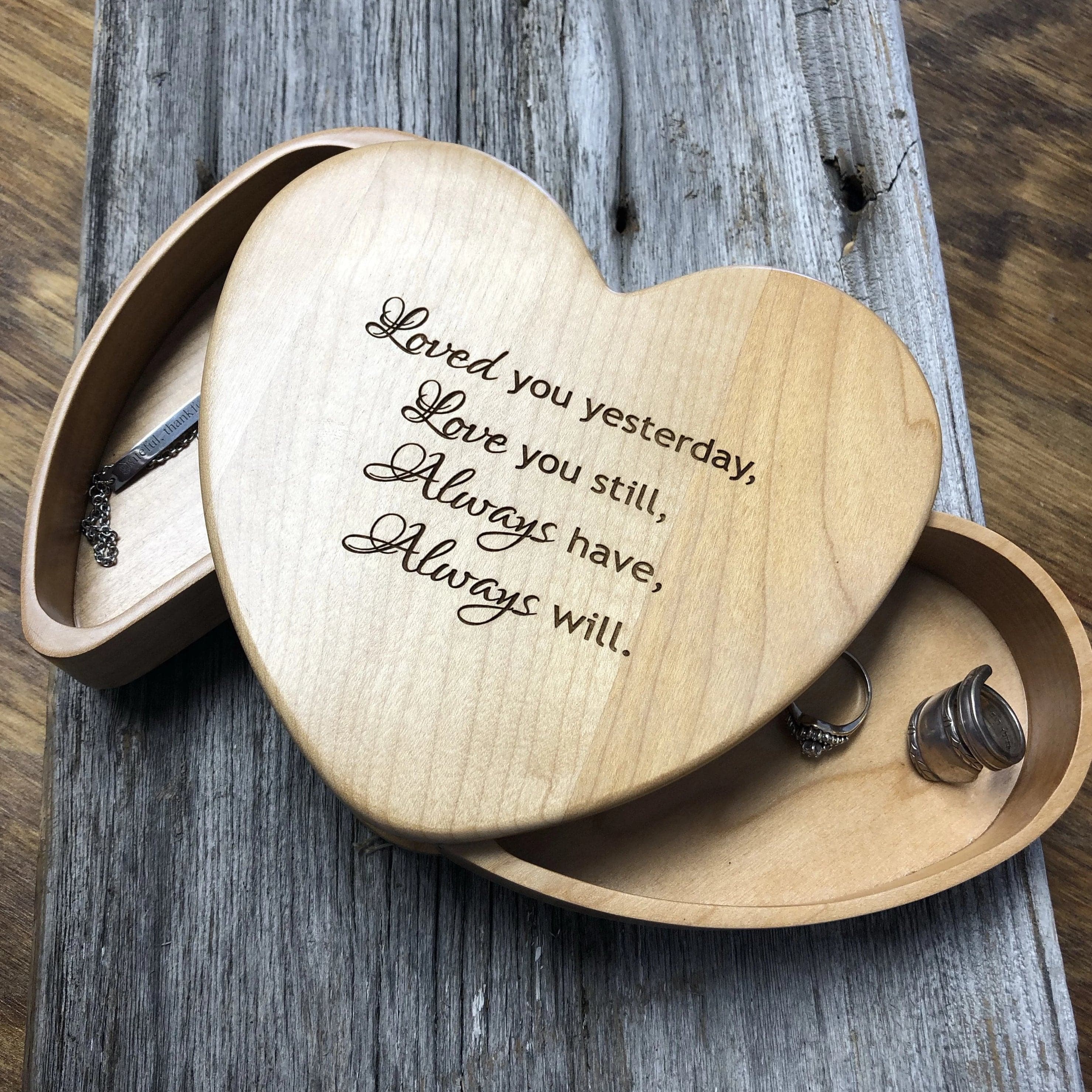 Jewelry Box Heart Shaped With Hidden Drawers – C & A Engraving and