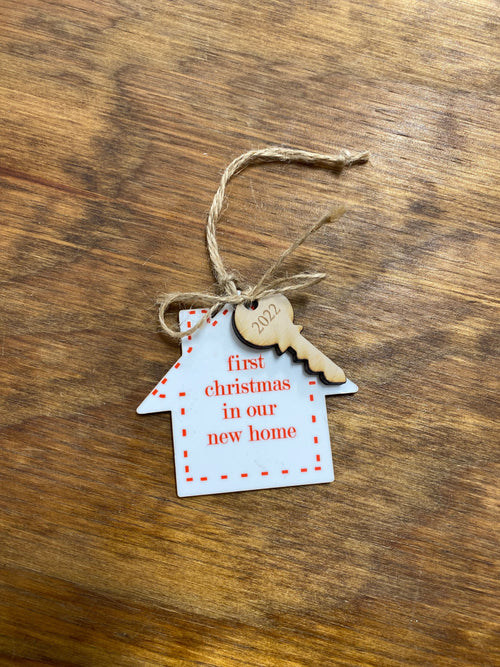 New Home Ornament. Realtor Christmas Gift. 2022 Wooden House Tree Ornament. - C & A Engraving and Gifts