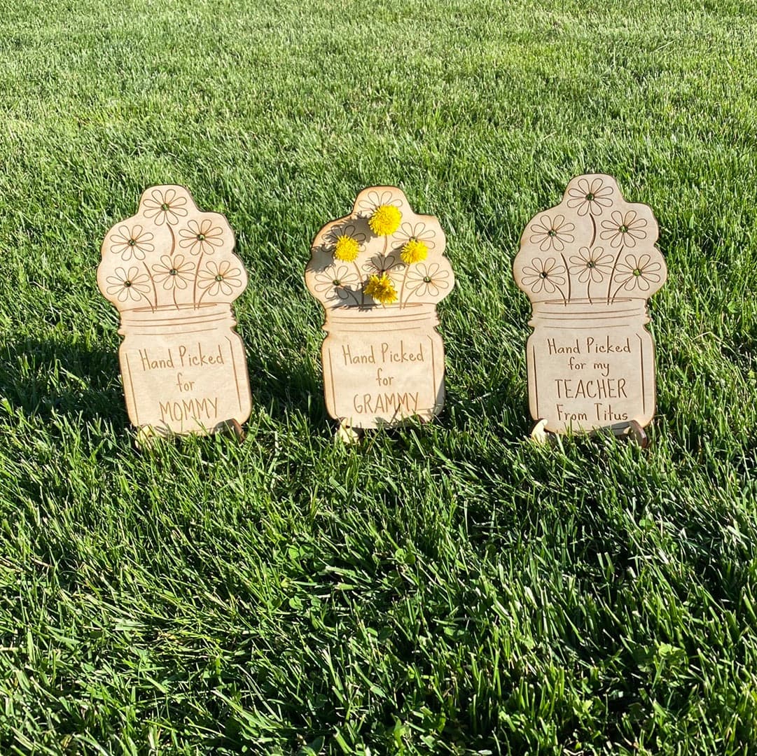 Picked For Mommy Personalized Wood Flower Holder - Whitewash
