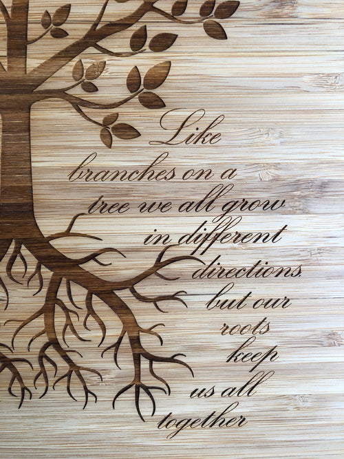 Engraved Bamboo Cutting Board with Family Tree Roots. - C & A Engraving and Gifts