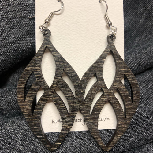 Wooden Teardrop Dangle Earrings. Stained Birch Wood Laser Cut Earrings. - C & A Engraving and Gifts