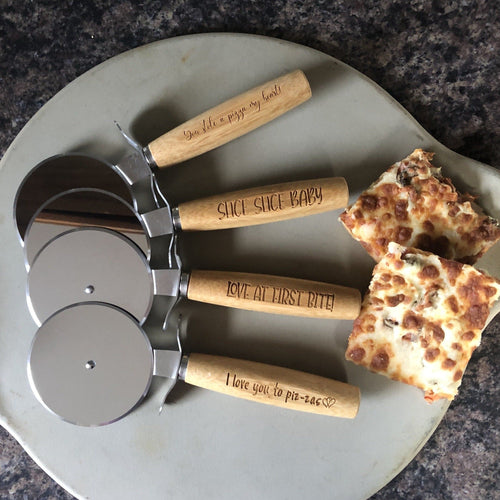 Engraved Wooden Pizza Cutter. Personalized Pizza Cutter. - C & A Engraving and Gifts