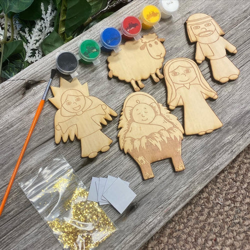 Christmas Nativity Magnet Paint Kit for Kids. Painted Christmas Magnets. - C & A Engraving and Gifts