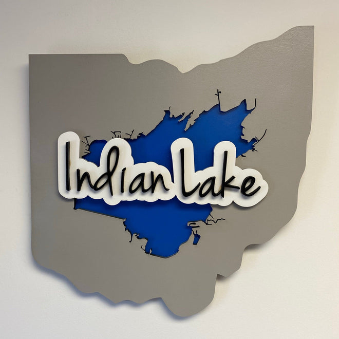 Indian Lake Ohio 3D Wooden Sign. - C & A Engraving and Gifts