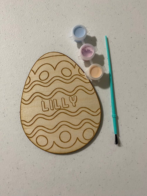 Personalized Paint It Yourself Wooden Egg. Kid Easter Egg Craft. - C & A Engraving and Gifts