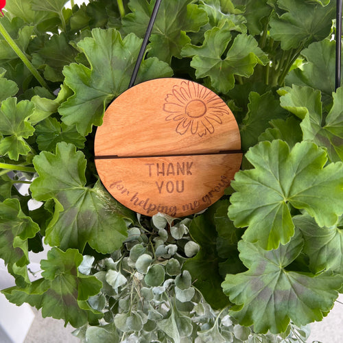 Teacher Gift Card Holder. Planter Pick. Thank You For Helping Me Grow. - C & A Engraving and Gifts