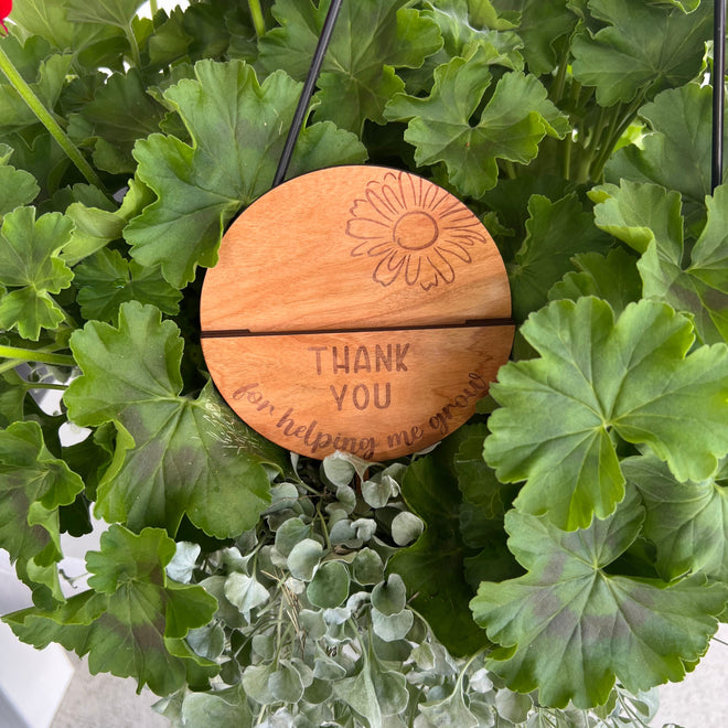 Teacher Gift Card Holder. Planter Pick. Thank You For Helping Me Grow. - C & A Engraving and Gifts