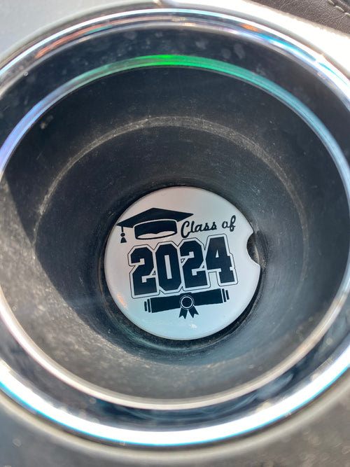 Graduation Car Coasters. Ceramic Car Coaster Class of 2024. Grad Gift. - C & A Engraving and Gifts