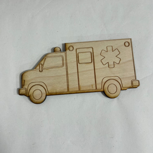 Unfinished Wooden Ambulance Squad to Paint. First Responder Wooden Blank. Emergency Vehicle. Wood Craft Blank.