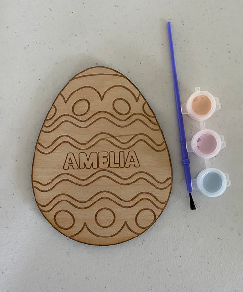 Personalized Paint It Yourself Wooden Egg. Kid Easter Egg Craft. - C & A Engraving and Gifts