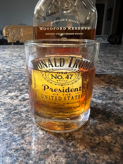 President Trump Whiskey Engraved Glass. 47th President Bourbon Glass. USA Rocks Glass. Gift for Him. Gift for Her.