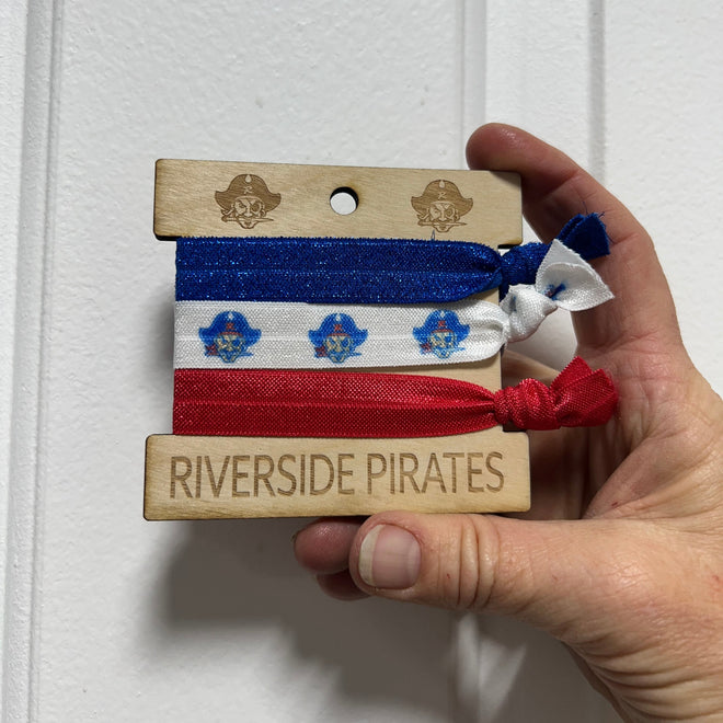 Hair Ties Riverside Pirates 3 Pack Set. Chieftains Elastic Ponytail Holder. - C & A Engraving and Gifts