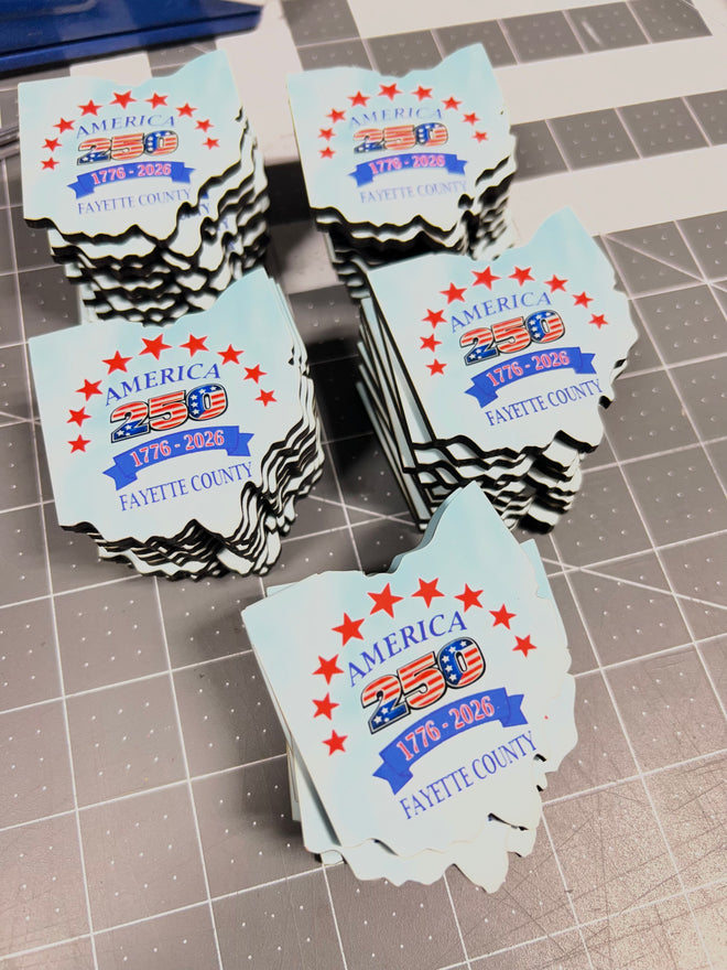 State of Ohio America 250 Magnet. Your County Party Favor. Your Town Magnet.