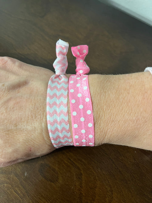 Valentine’s Day Elastic Ponytail Holder. Pink and Red Hair Ties. - C & A Engraving and Gifts