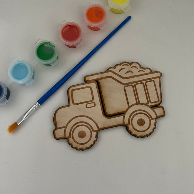 Unfinished Wooden Dump Truck to Paint. Construction Truck Wooden Blank. Unfinished Wood Craft Blank. Kid Craft.