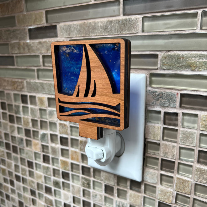 Sailboat Night Light. Nautical Light. - C & A Engraving and Gifts