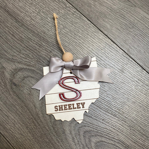 Personalized Ohio Ornament. Shiplap Name Ornament. Wooden Monogram Christmas Ornament. Rustic Farmhouse Ornament. Round Engraved Ornament. (Copy)