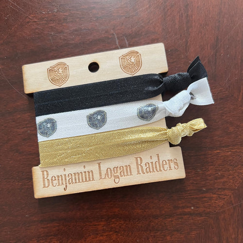 Hair Ties Benjamin Logan Raiders 3 Pack Set. Chieftains Elastic Ponytail Holder. - C & A Engraving and Gifts