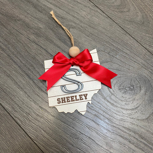 Personalized Ohio Ornament. Shiplap Name Ornament. Wooden Monogram Christmas Ornament. Rustic Farmhouse Ornament. Round Engraved Ornament. (Copy)