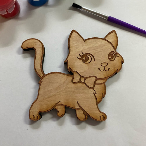 Unfinished Wooden Cat to Paint. Kitten Wooden Blank. Unfinished Wood Craft Blank.