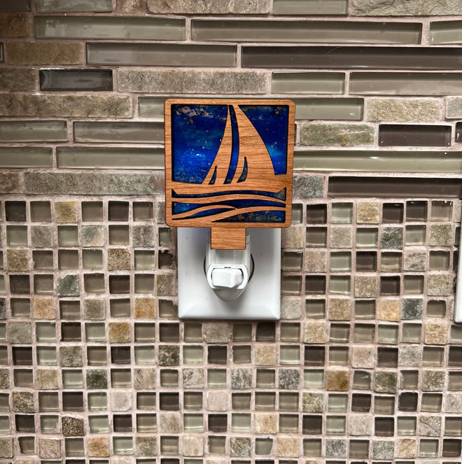 Sailboat Night Light. Nautical Light. - C & A Engraving and Gifts