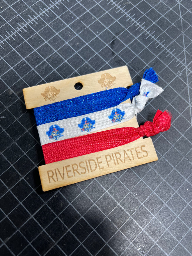 Hair Ties Riverside Pirates 3 Pack Set. Chieftains Elastic Ponytail Holder. - C & A Engraving and Gifts