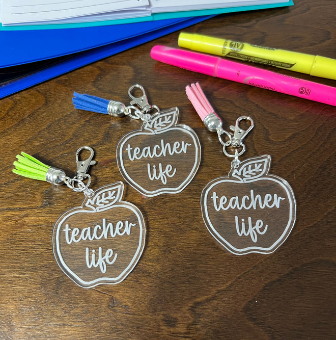 Teacher Key Chain. Appreciation Gift. Purse Charm. Bag Tag. - C & A Engraving and Gifts