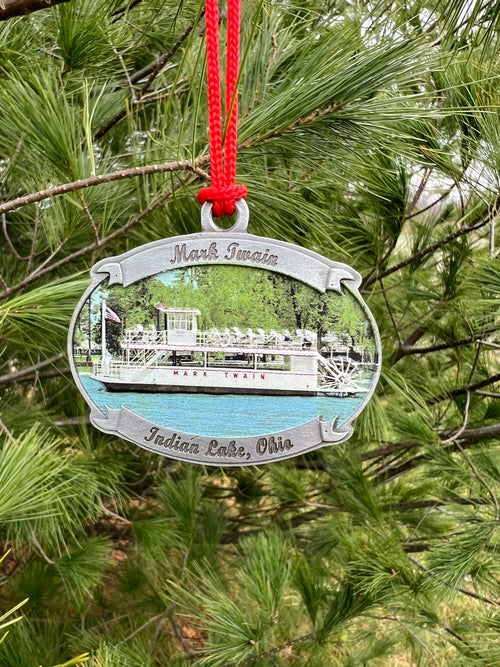 Ornament Mark Twain 2025. Indian Lake Area Historical Society Ornament. - C & A Engraving and Gifts