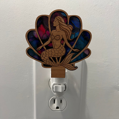 Wooden Mermaid Night Light. Child’s Night Light. Little Girls Night Light.