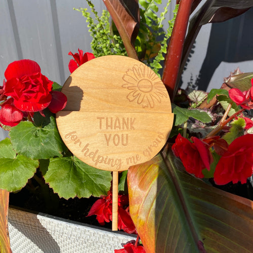 Teacher Gift Card Holder. Planter Pick. Thank You For Helping Me Grow. - C & A Engraving and Gifts