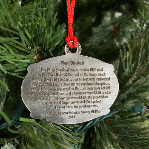 Ornament Plaza Showboat 2024. Indian Lake Area Historical Society Ornament. - C & A Engraving and Gifts