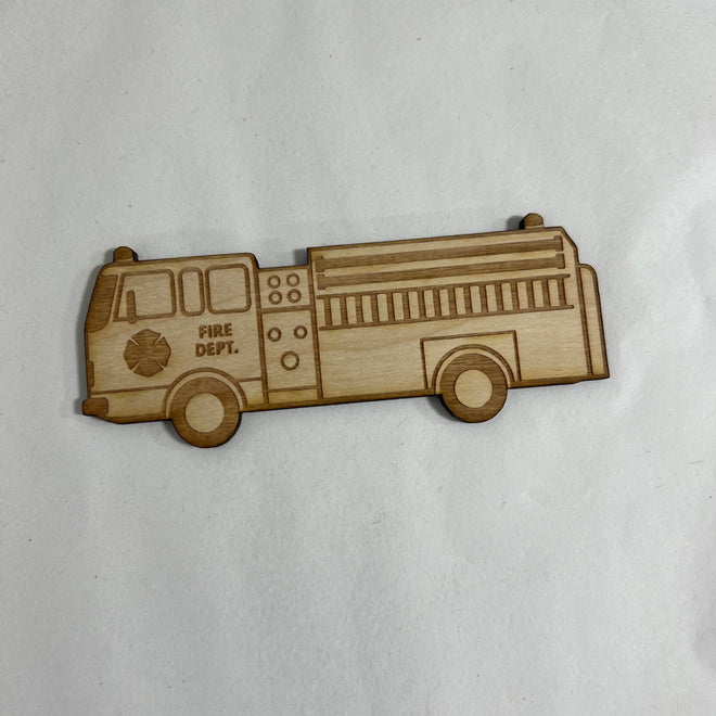 Unfinished Wooden Fire Truck to Paint. First Responder Wooden Blank. Emergency Vehicle. Unfinished Wood Craft Blank.