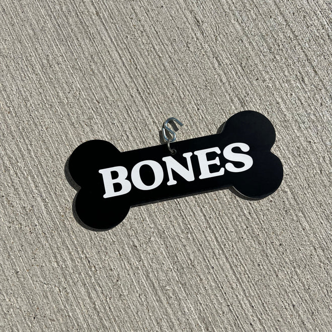 Skeleton Dog Accessory. 7 Foot Skelly Dog Tag. Outdoor Large Plastic Dog Bone Tag. Halloween Decor. Personalized Plastic Dog Tag.